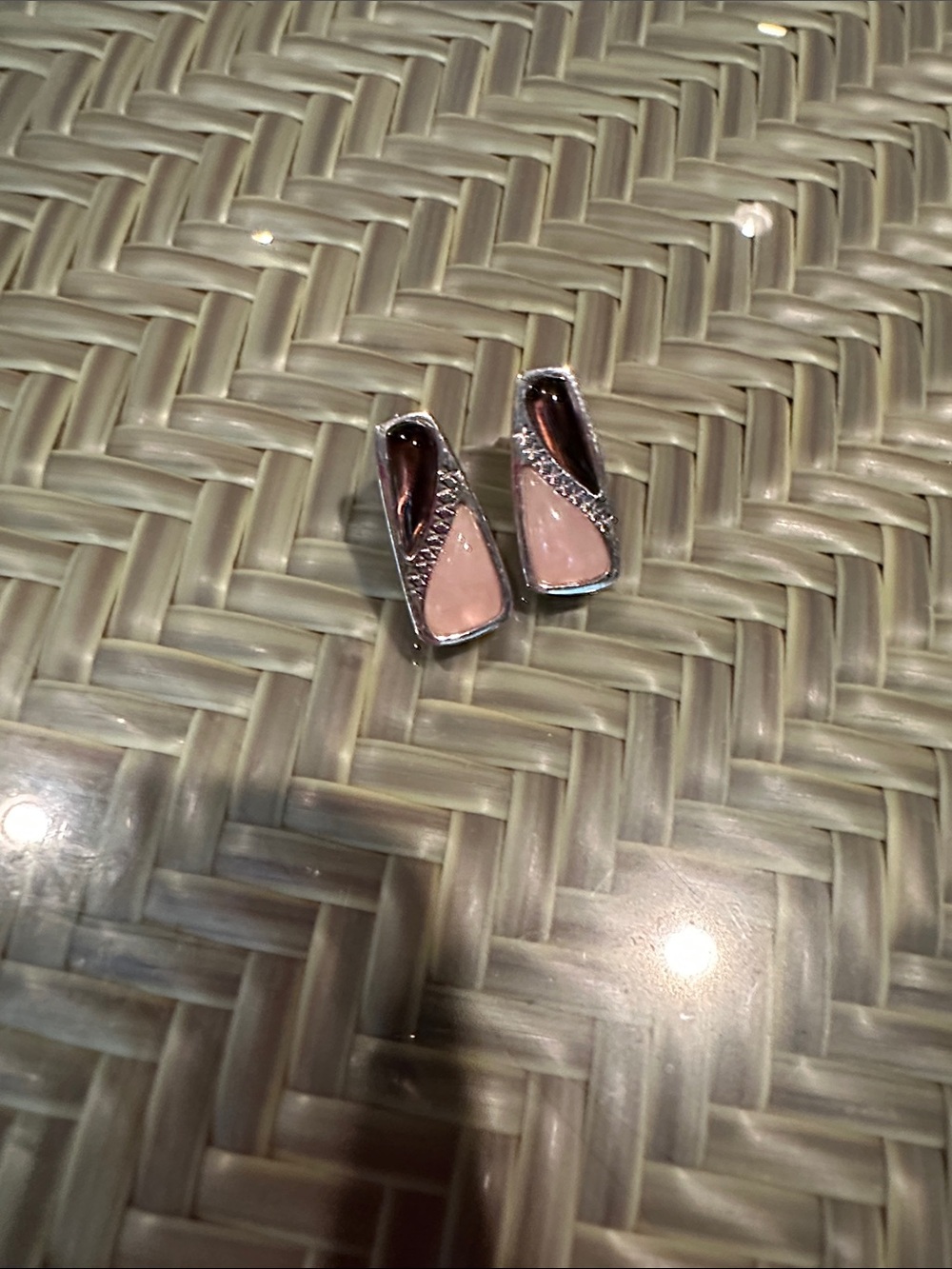 Jay King Pink Enamel Ballet Flat Earrings with Sterling silver trim